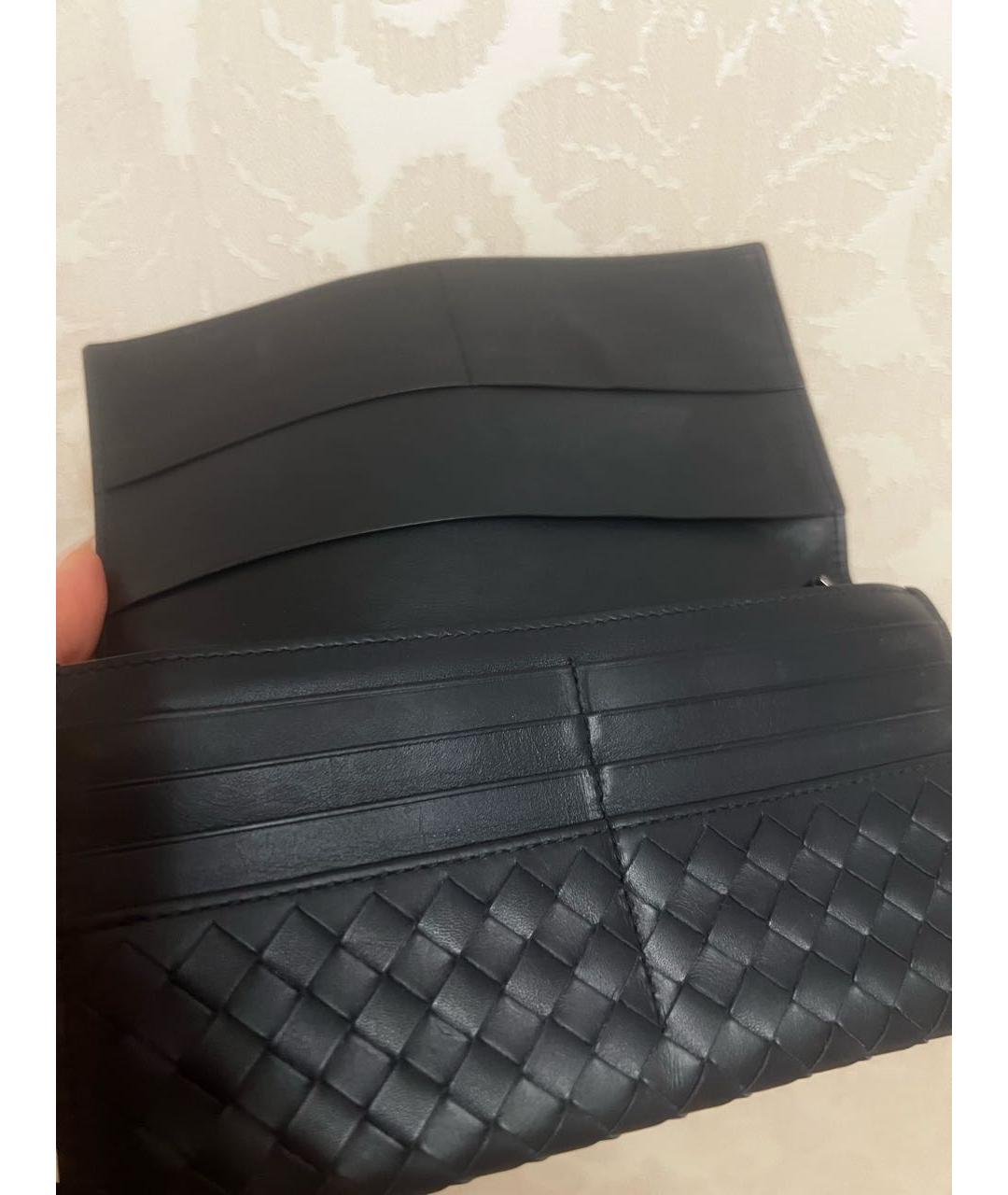 BOTTEGA VENETA Темно-синий кожаный кошелек, фото 4