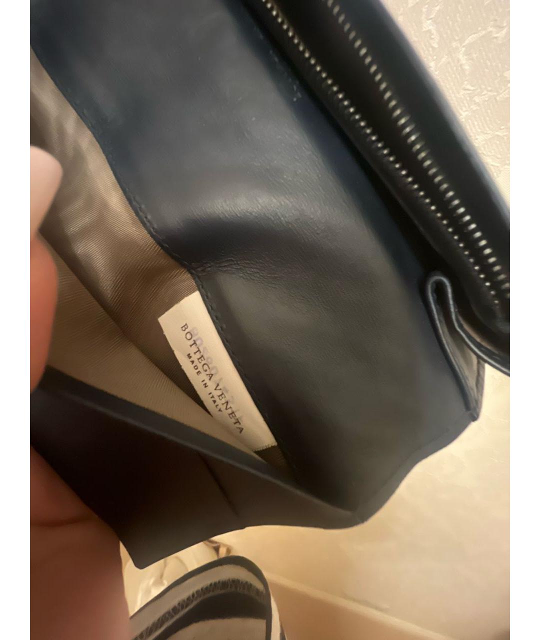 BOTTEGA VENETA Темно-синий кожаный кошелек, фото 8