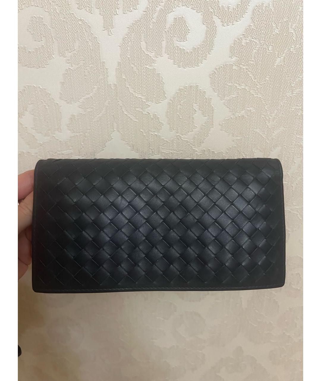 BOTTEGA VENETA Темно-синий кожаный кошелек, фото 9