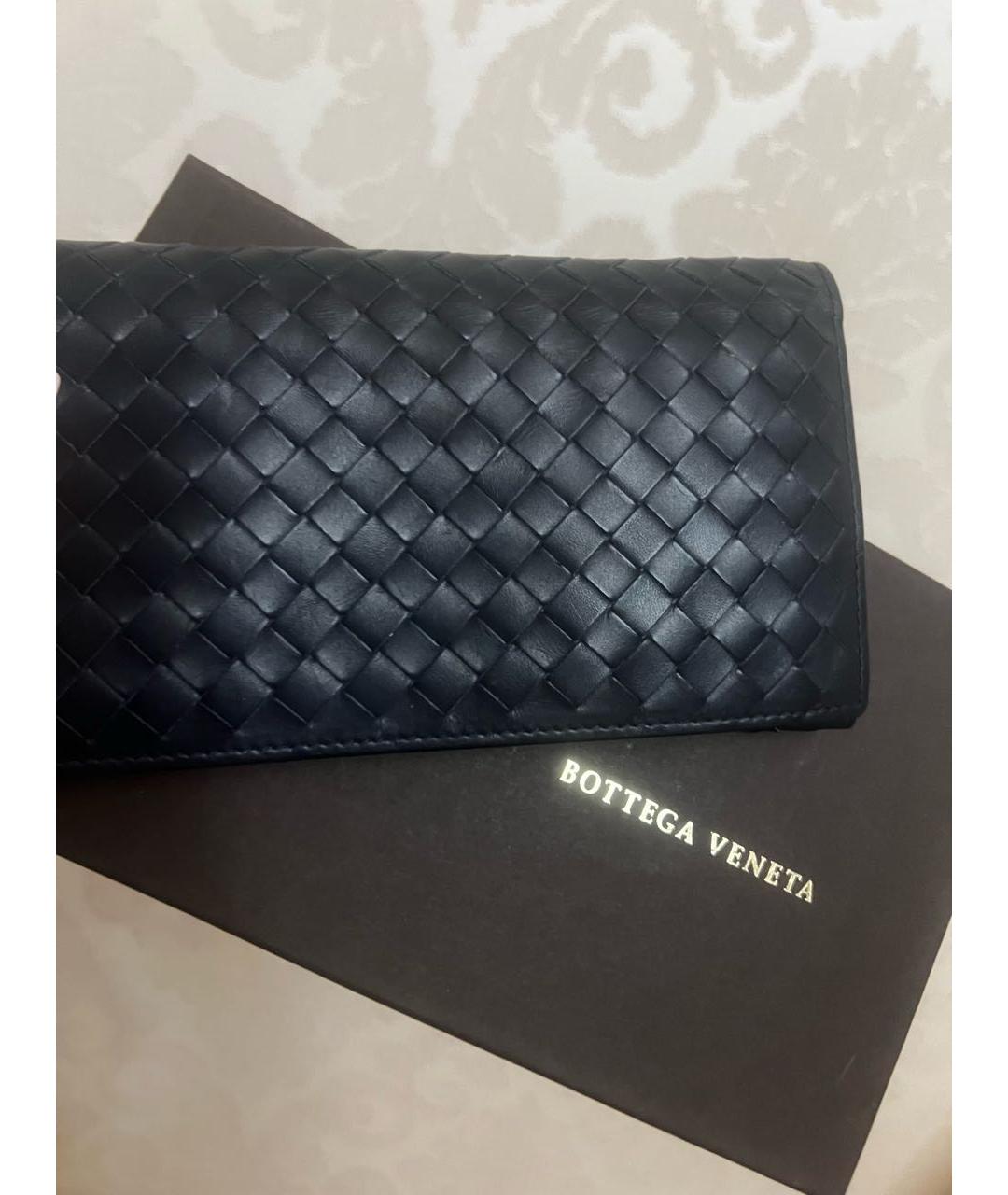 BOTTEGA VENETA Темно-синий кожаный кошелек, фото 5