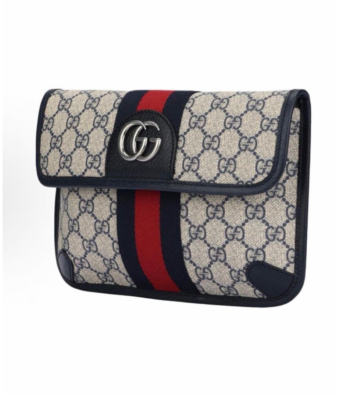 GUCCI Темно-синяя кожаная поясная сумка, фото 8