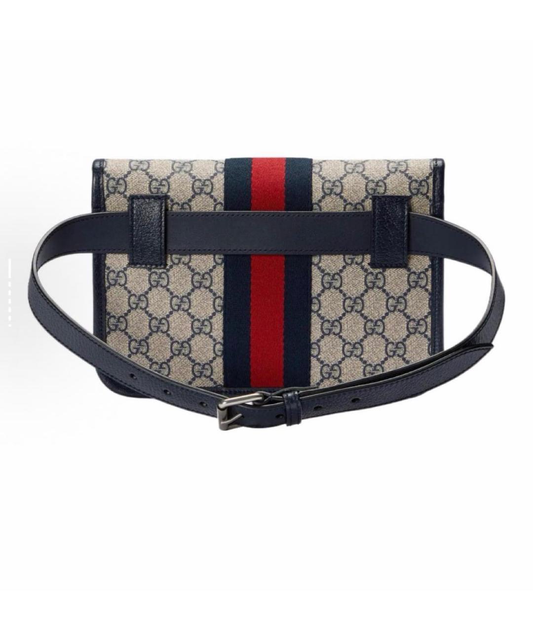 GUCCI Темно-синяя кожаная поясная сумка, фото 6