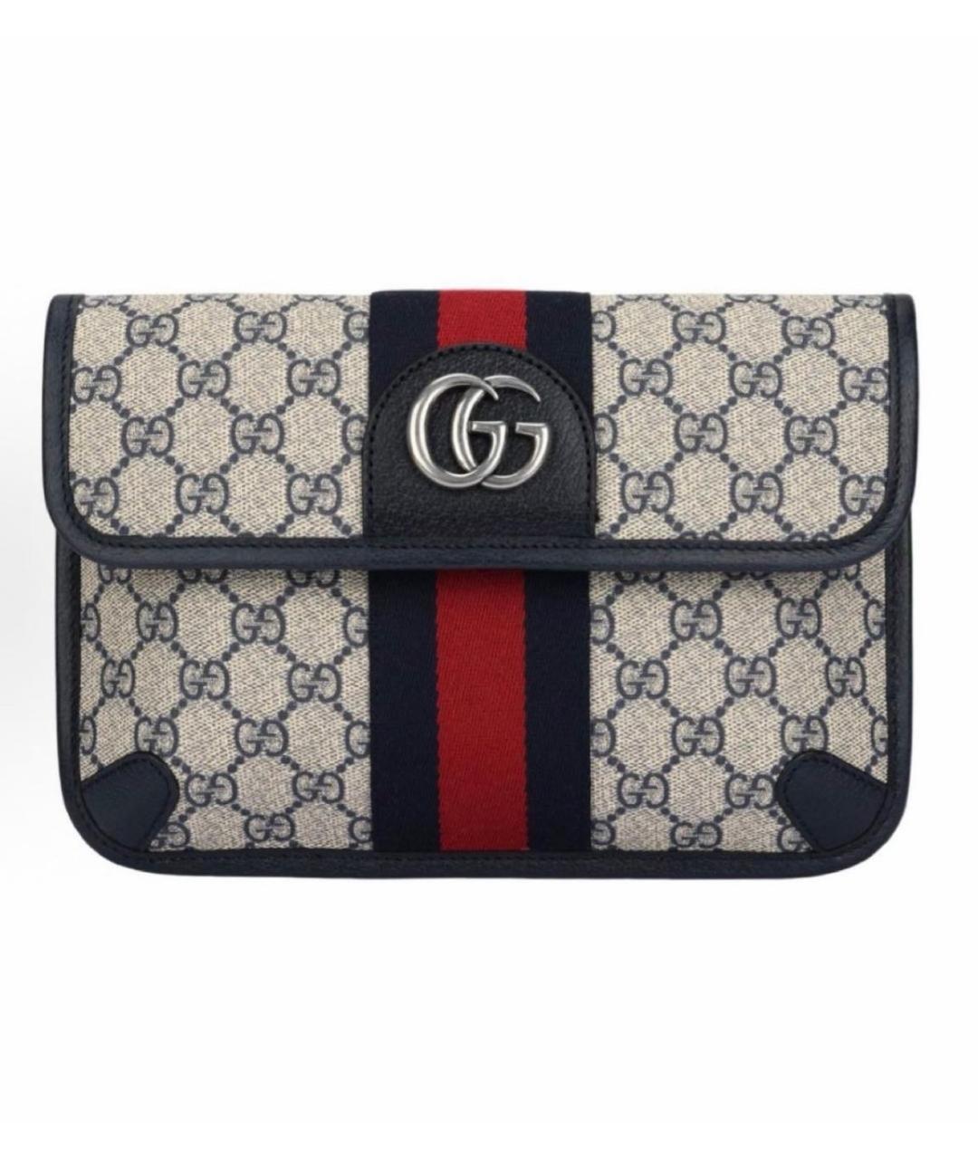 GUCCI Темно-синяя кожаная поясная сумка, фото 7