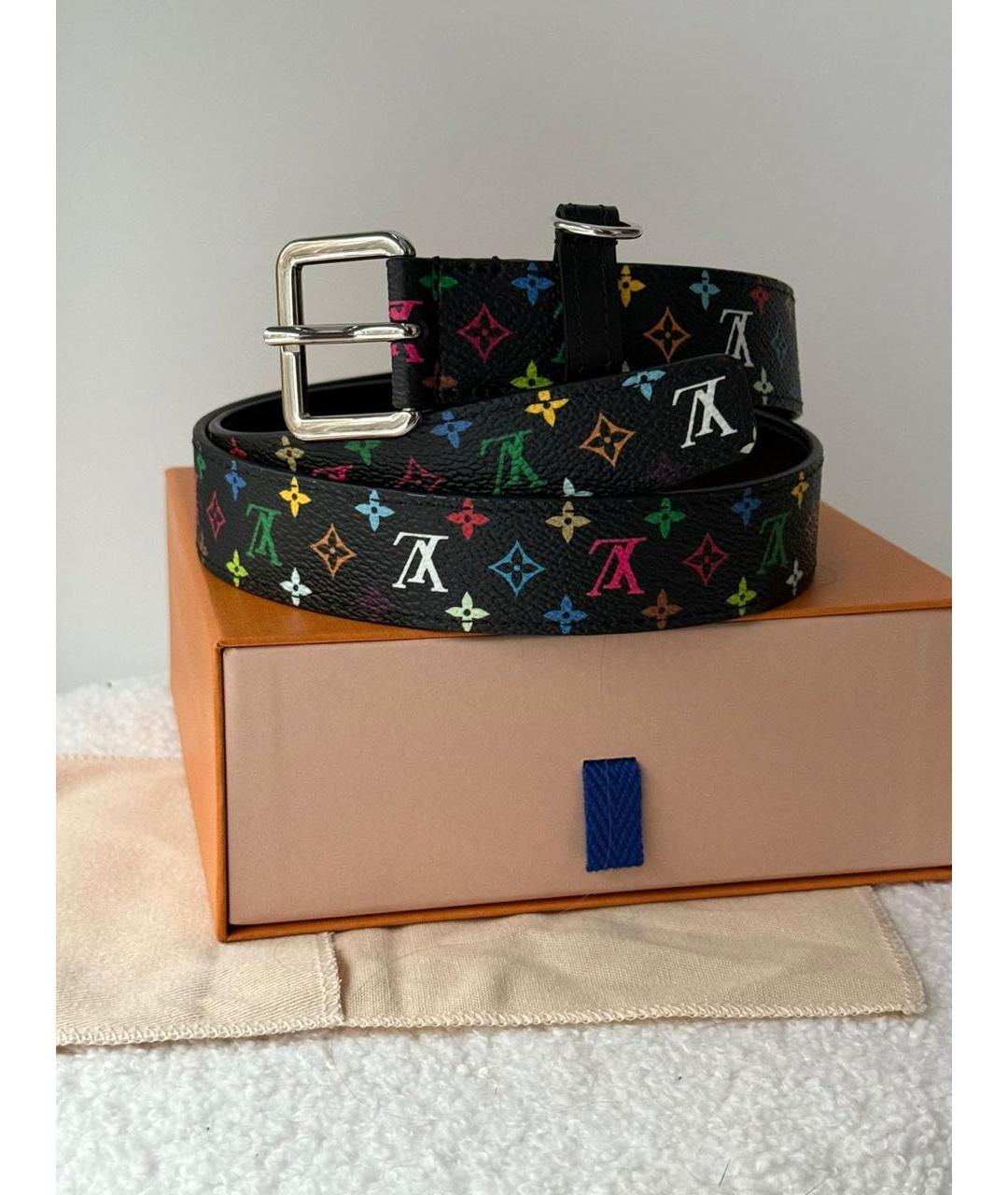 LOUIS VUITTON Черный кожаный ремень, фото 2