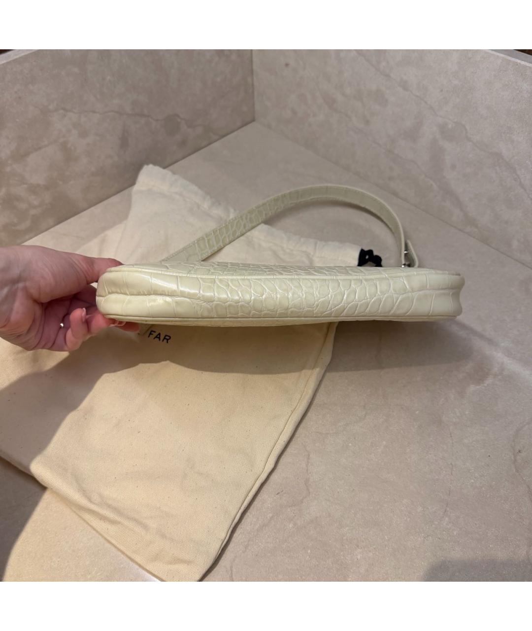 BY FAR Бежевая кожаная сумка через плечо, фото 5