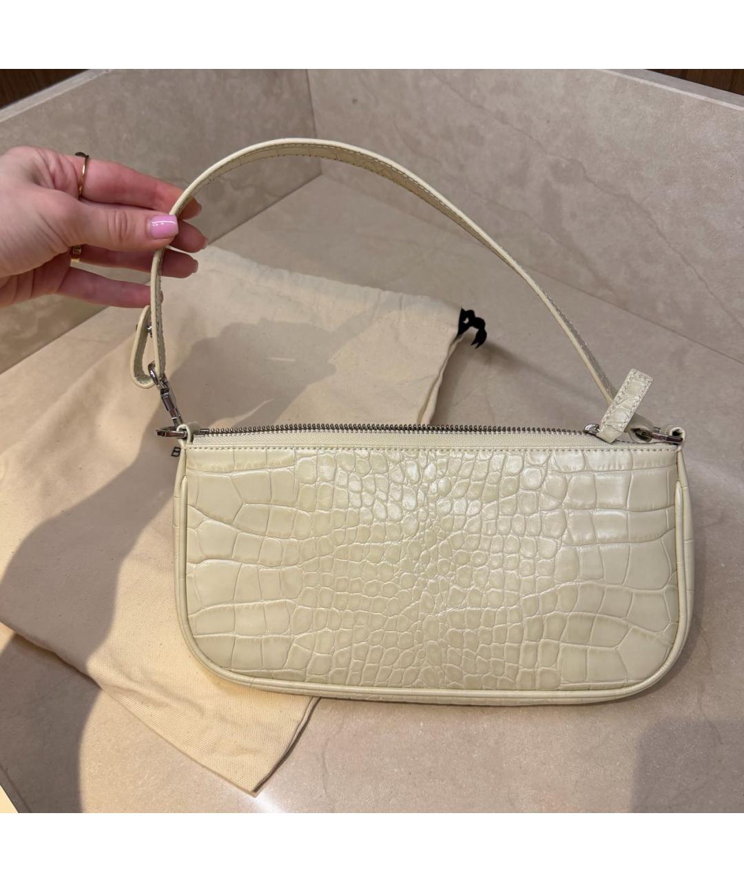 BY FAR Бежевая кожаная сумка через плечо, фото 3