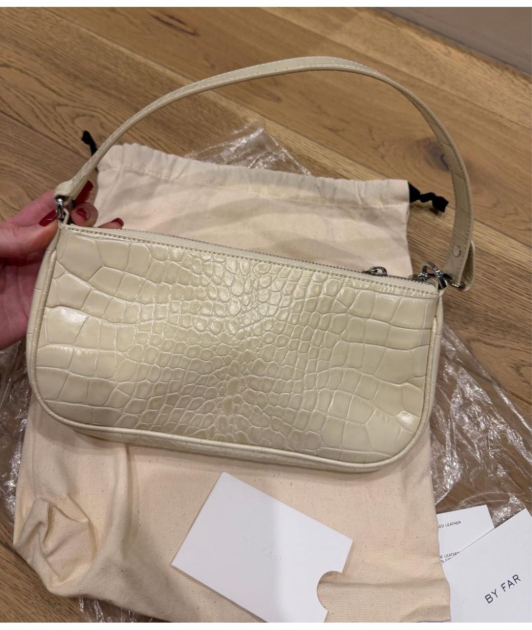 BY FAR Бежевая кожаная сумка через плечо, фото 3