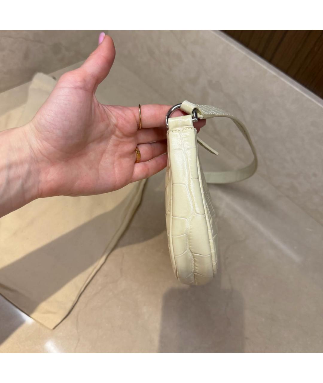 BY FAR Бежевая кожаная сумка через плечо, фото 6