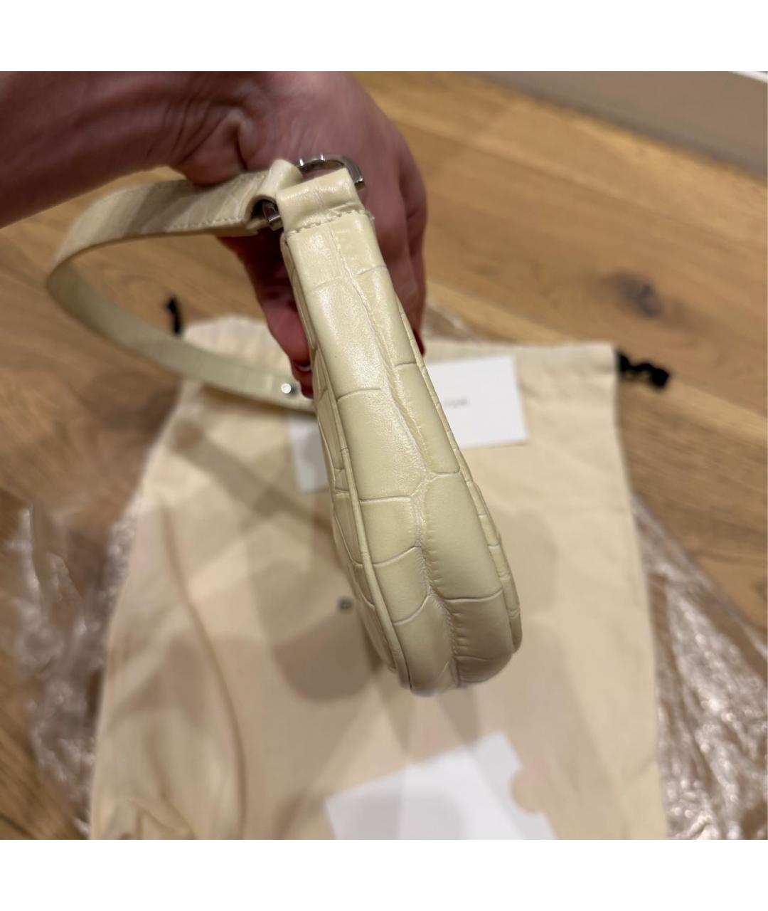 BY FAR Бежевая кожаная сумка через плечо, фото 6