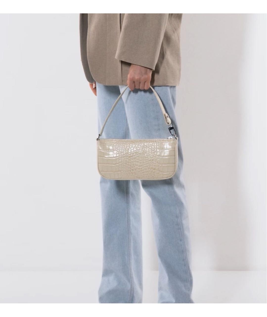 BY FAR Бежевая кожаная сумка через плечо, фото 2