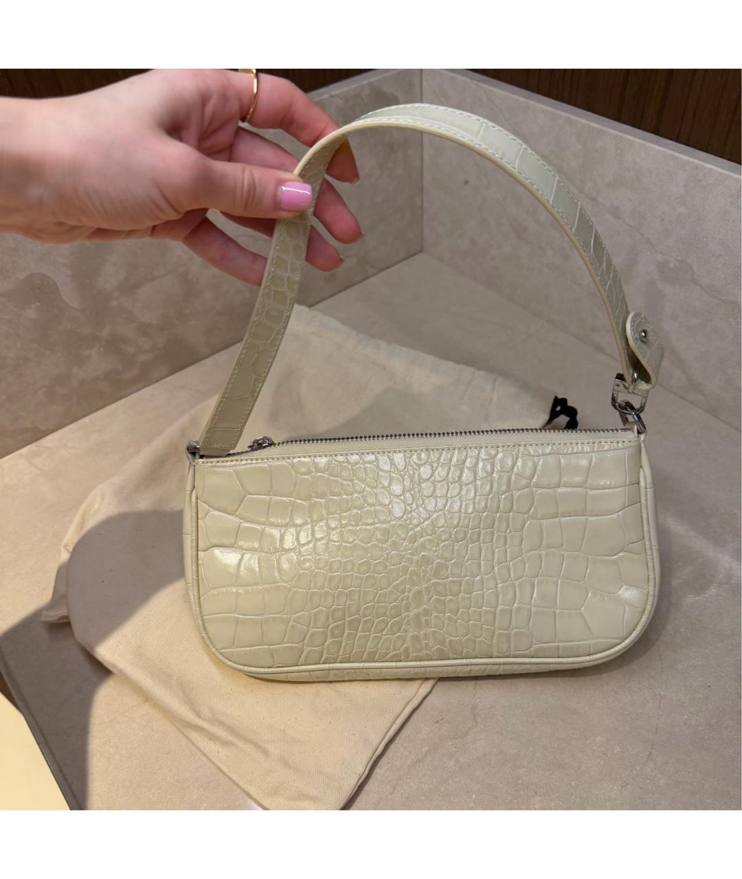 BY FAR Бежевая кожаная сумка через плечо, фото 4