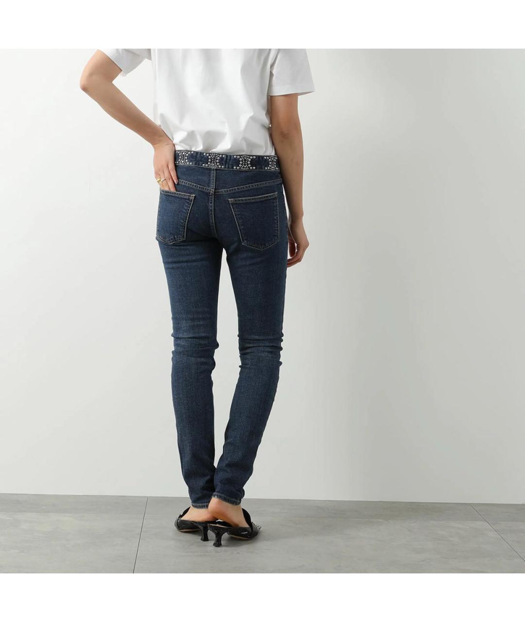 CELINE Темно-синие хлопковые джинсы слим, фото 6