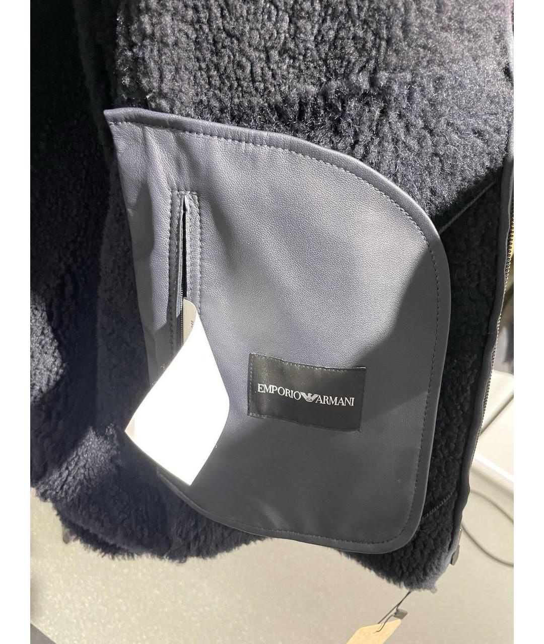 EMPORIO ARMANI Темно-синяя меховая дубленка/шуба, фото 4