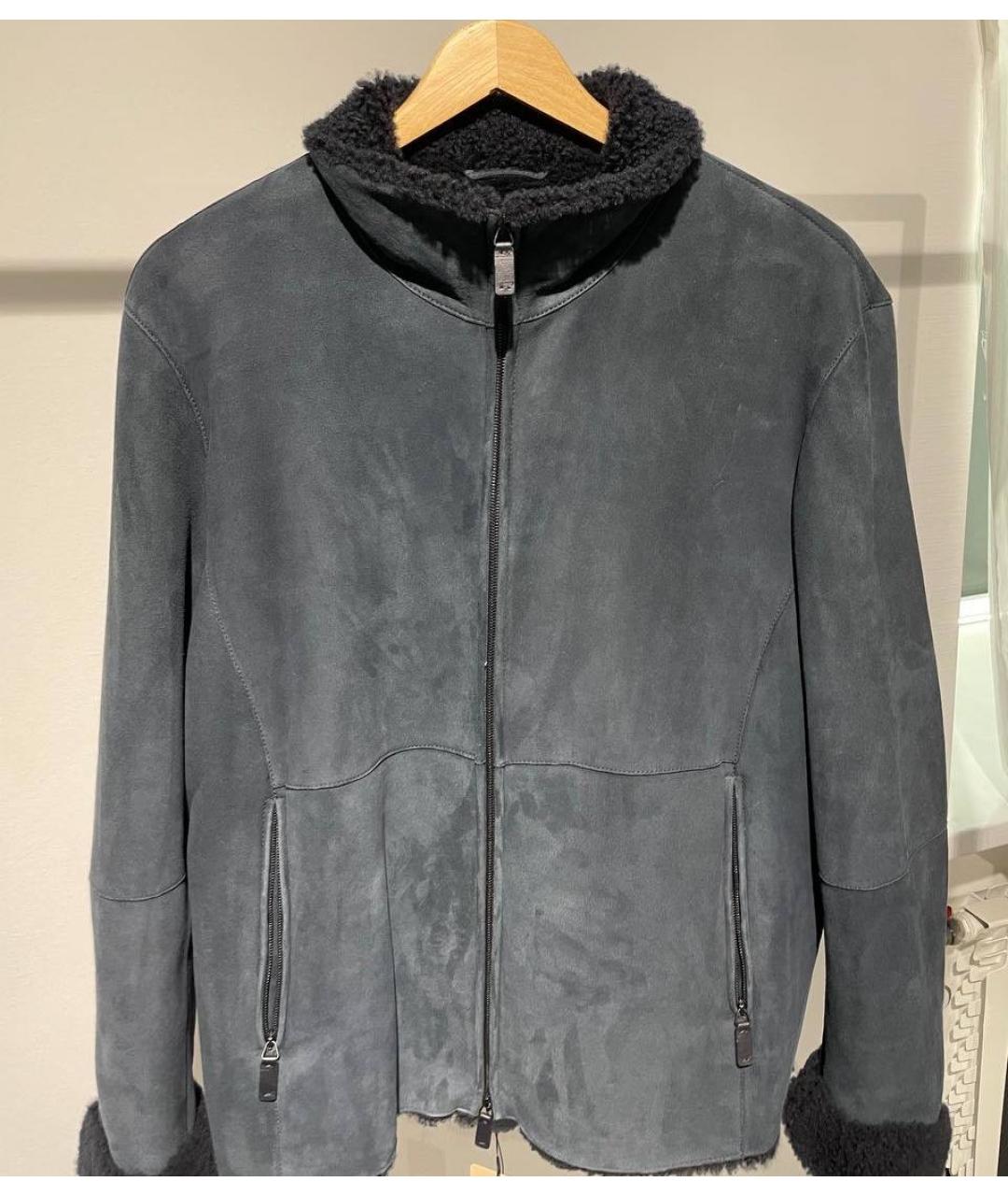 EMPORIO ARMANI Темно-синяя меховая дубленка/шуба, фото 6