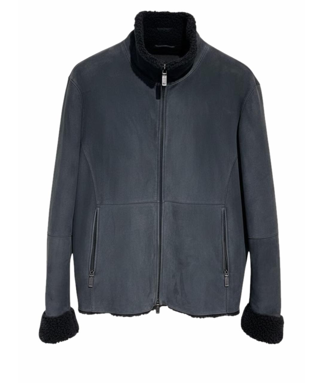 EMPORIO ARMANI Темно-синяя меховая дубленка/шуба, фото 1