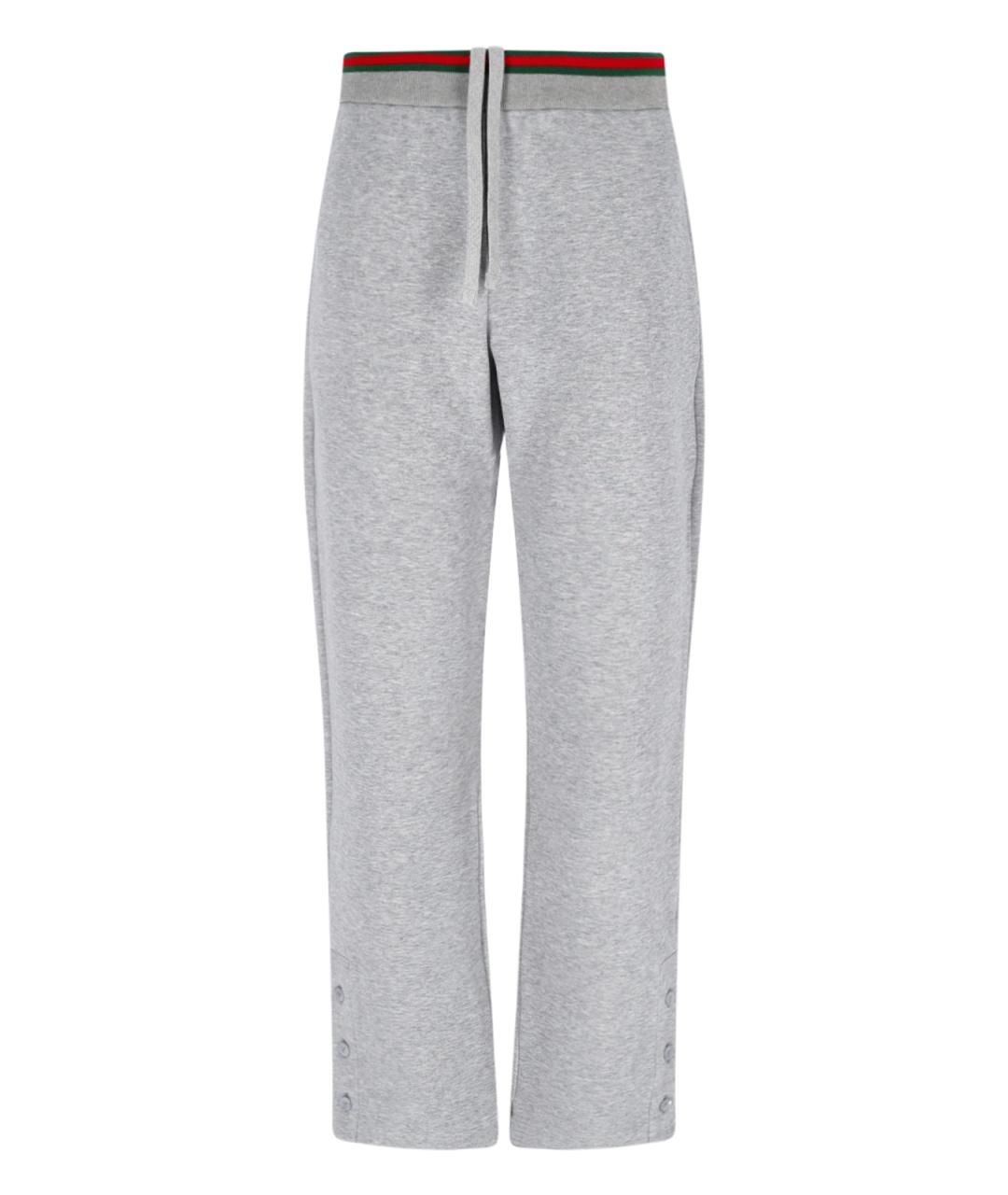 GUCCI Серые хлопковые прямые брюки, фото 1
