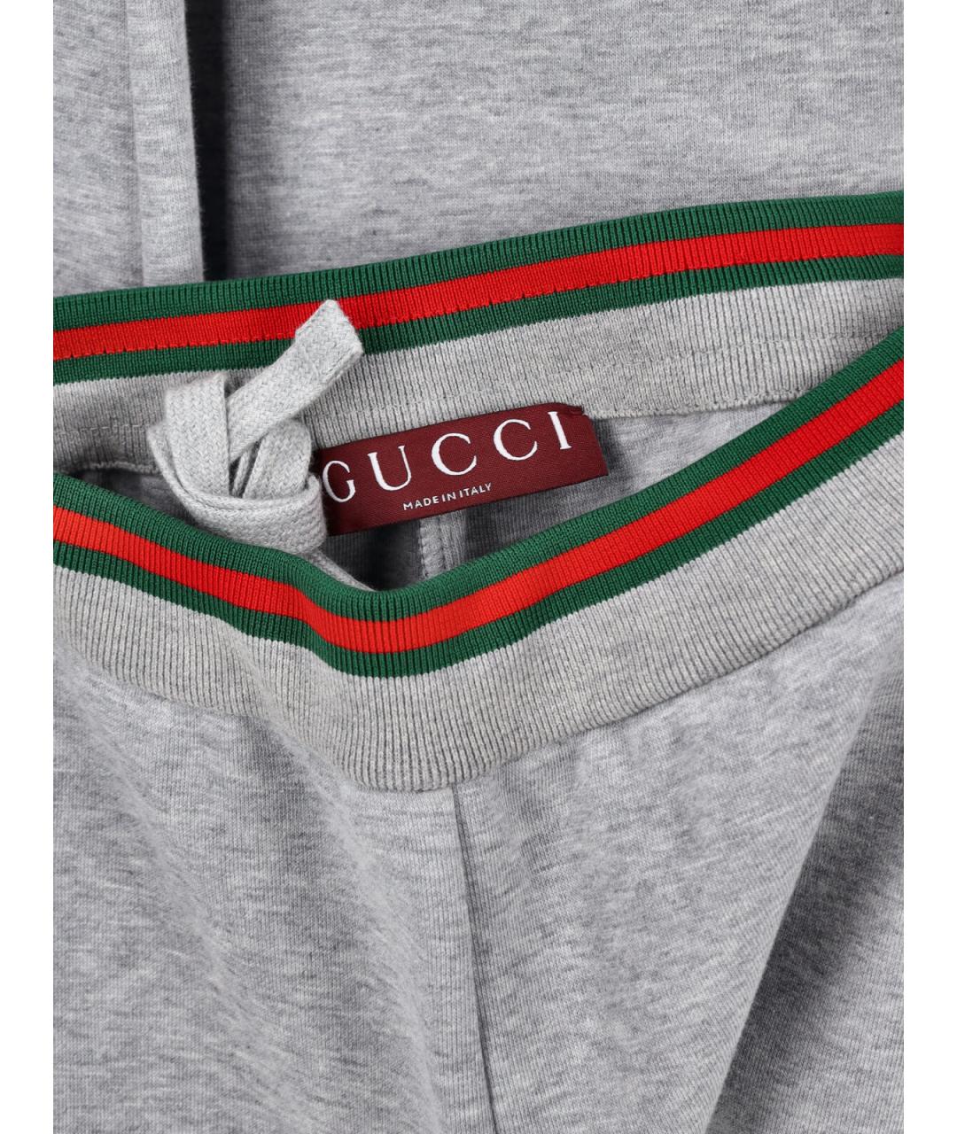 GUCCI Серые хлопковые прямые брюки, фото 5