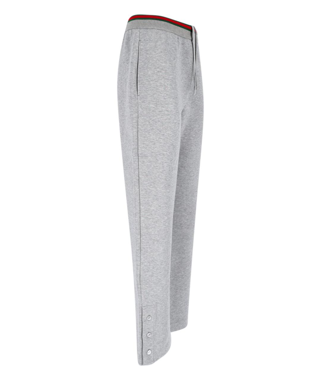 GUCCI Серые хлопковые прямые брюки, фото 3