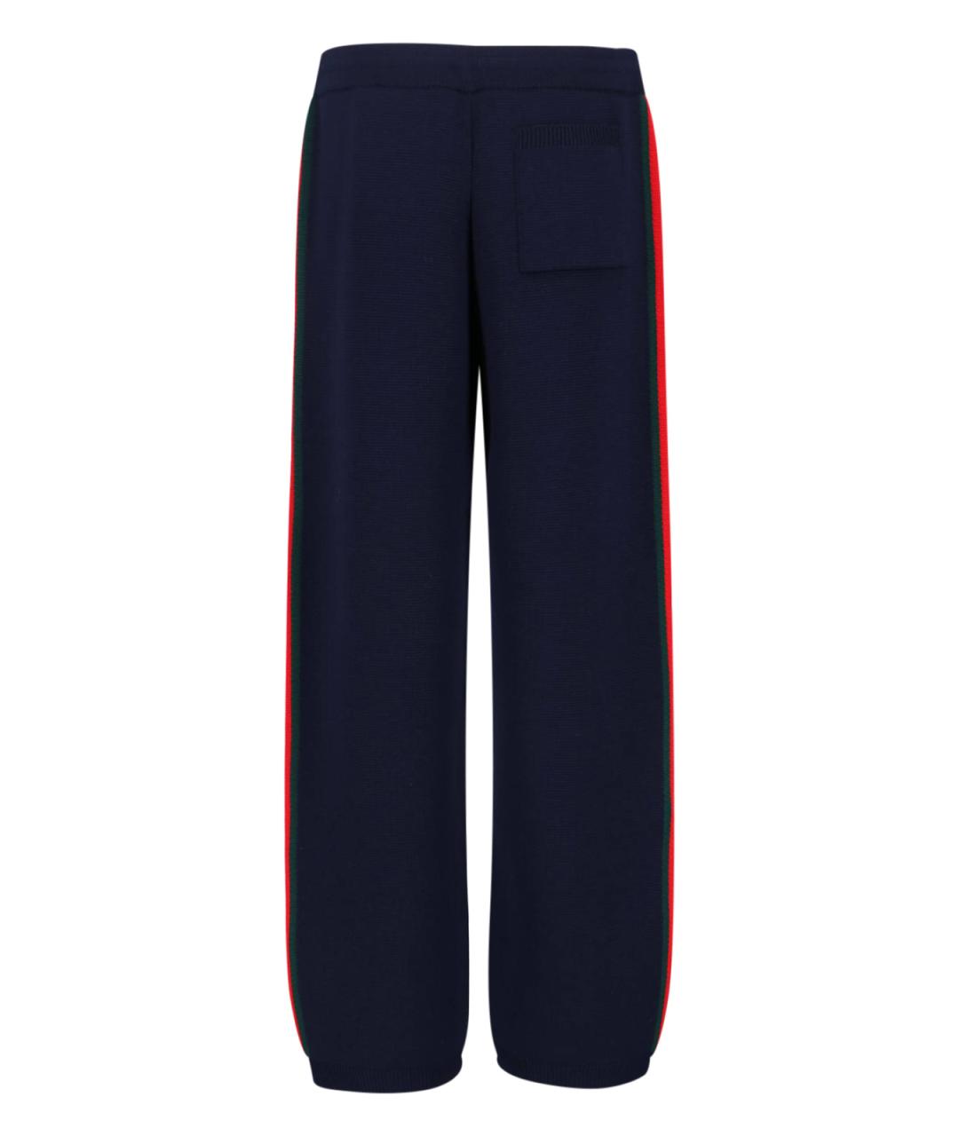 GUCCI Темно-синие шерстяные повседневные брюки, фото 2