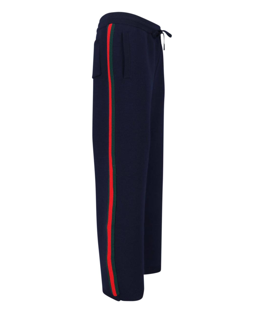 GUCCI Темно-синие шерстяные повседневные брюки, фото 3