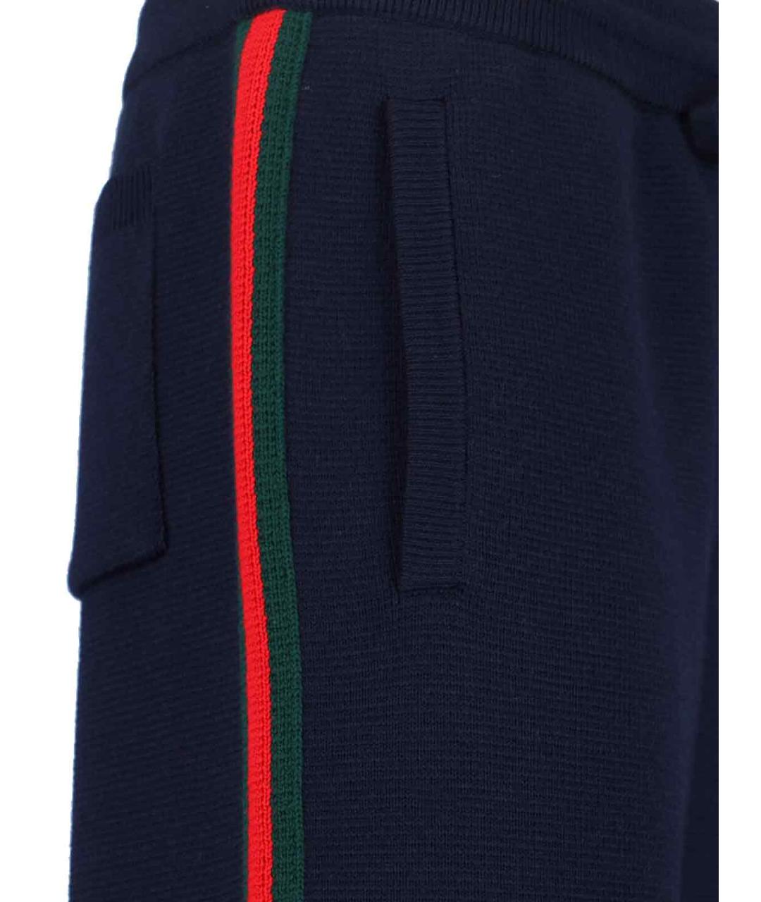 GUCCI Темно-синие шерстяные повседневные брюки, фото 4