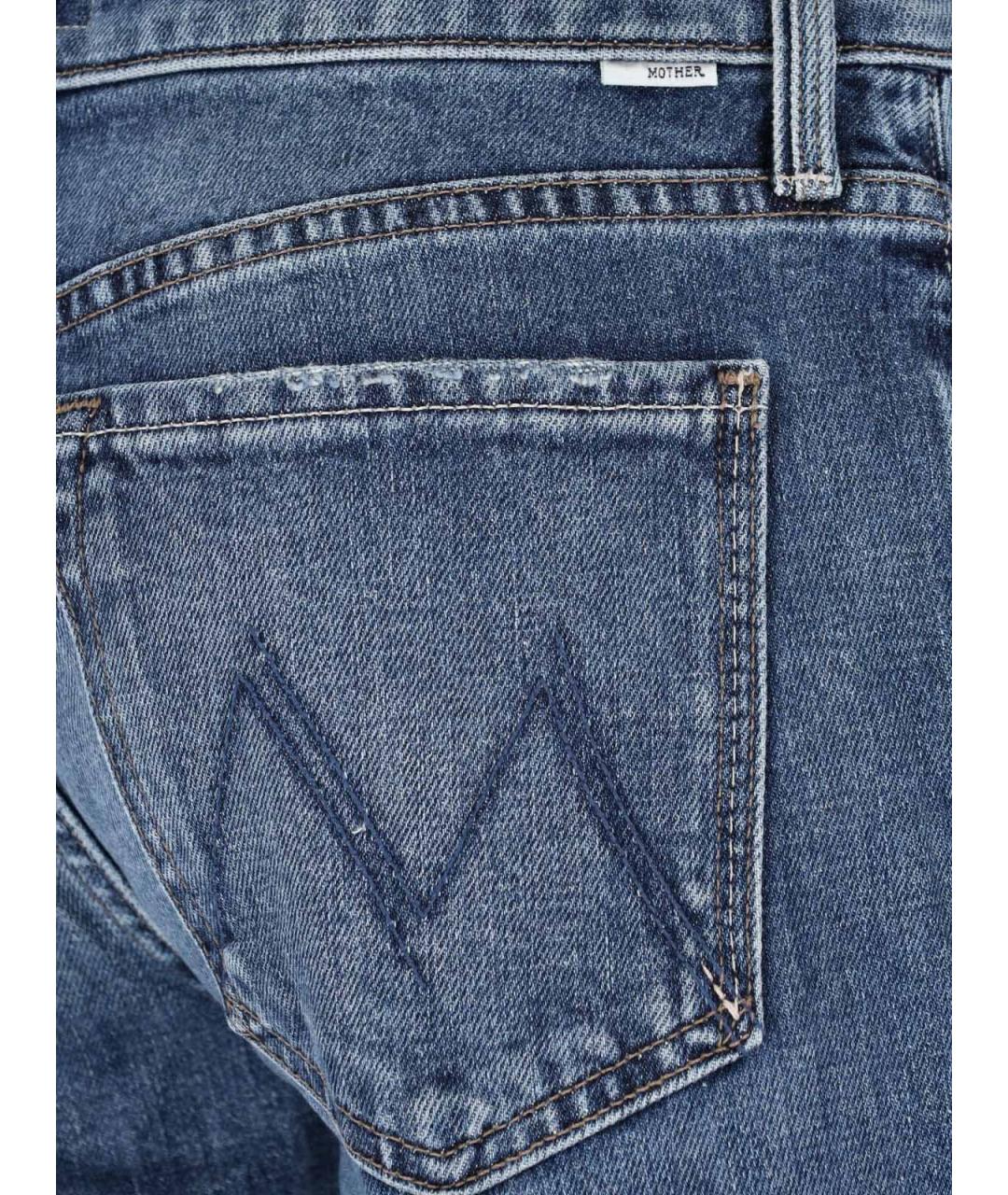 MOTHER Синие хлопковые прямые джинсы, фото 5