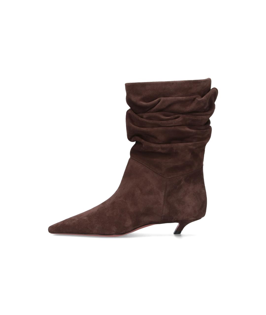Amina Muaddi Коричневые замшевые сапоги, фото 3