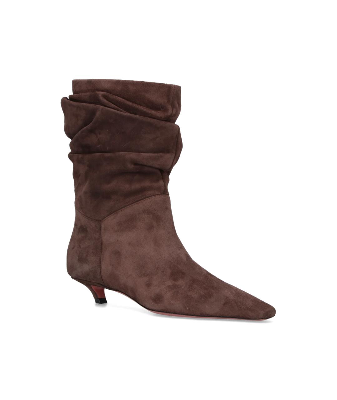 Amina Muaddi Коричневые замшевые сапоги, фото 2