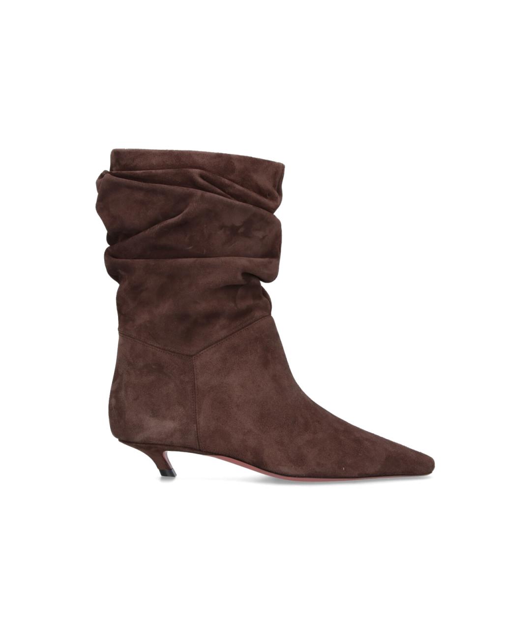 Amina Muaddi Коричневые замшевые сапоги, фото 1