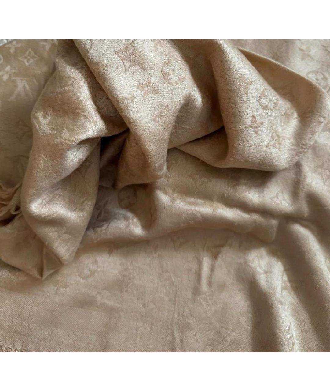 LOUIS VUITTON Бежевый шерстяной шарф, фото 5