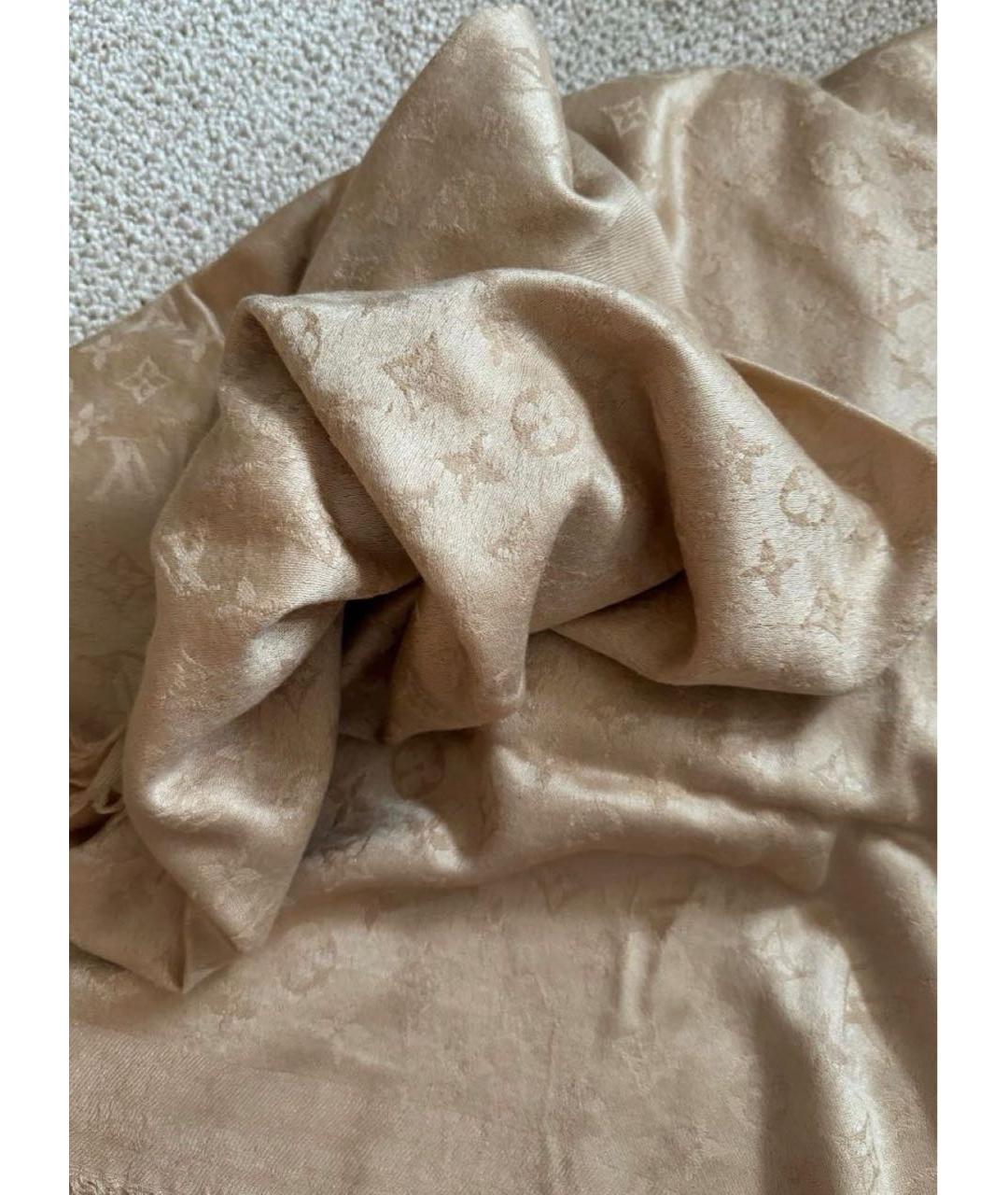 LOUIS VUITTON Бежевый шерстяной шарф, фото 2