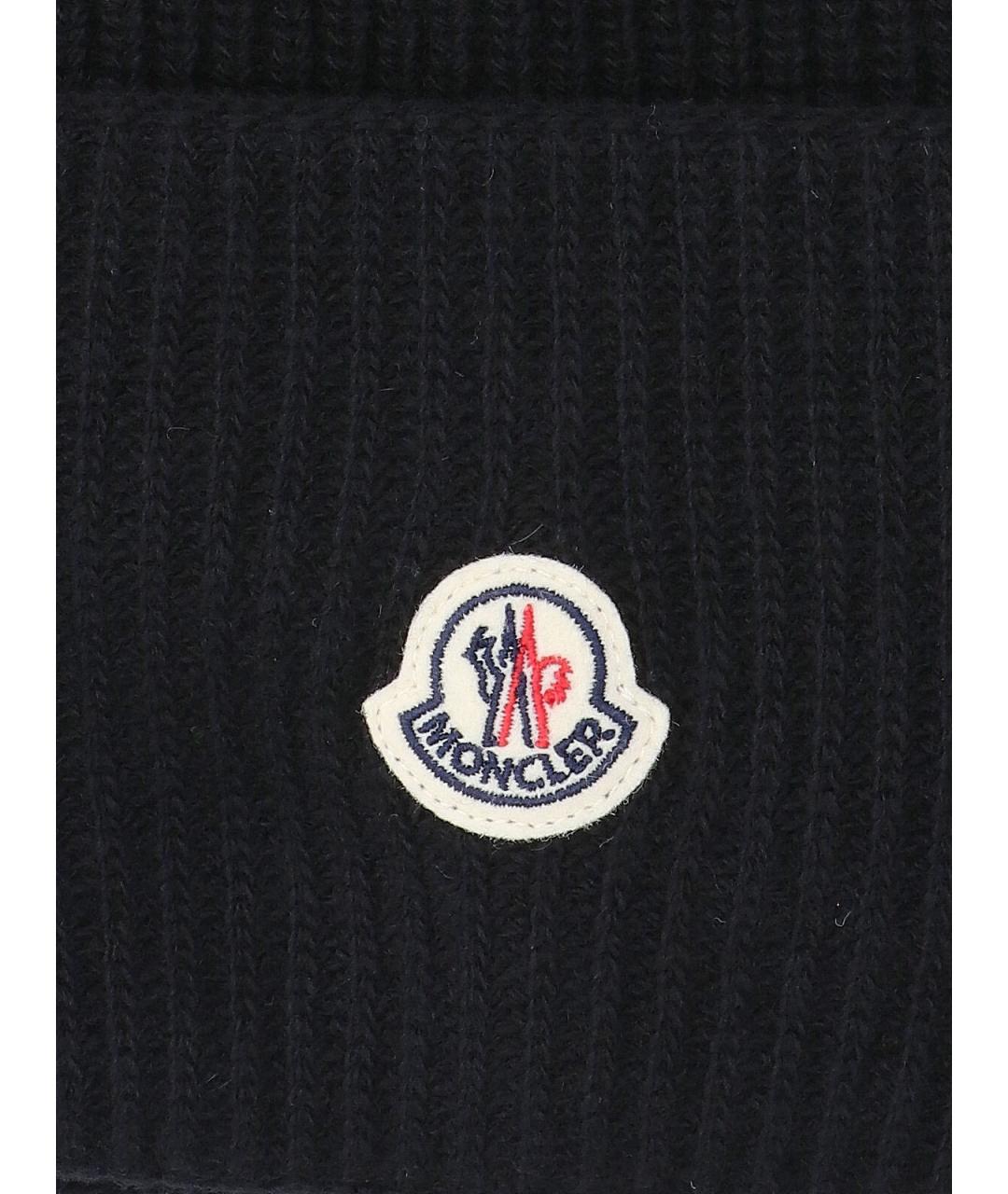 MONCLER Черная шерстяная шапка, фото 3
