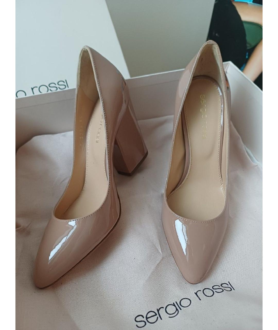 SERGIO ROSSI Коричневые туфли из лакированной кожи, фото 2