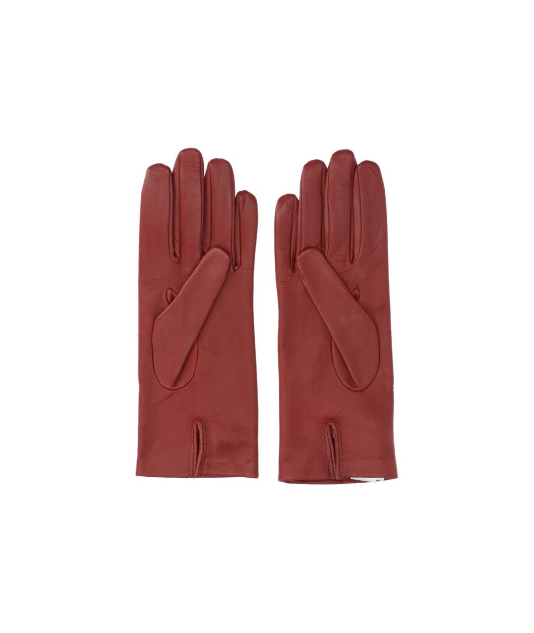MAISON MARGIELA Красные кожаные перчатки, фото 2