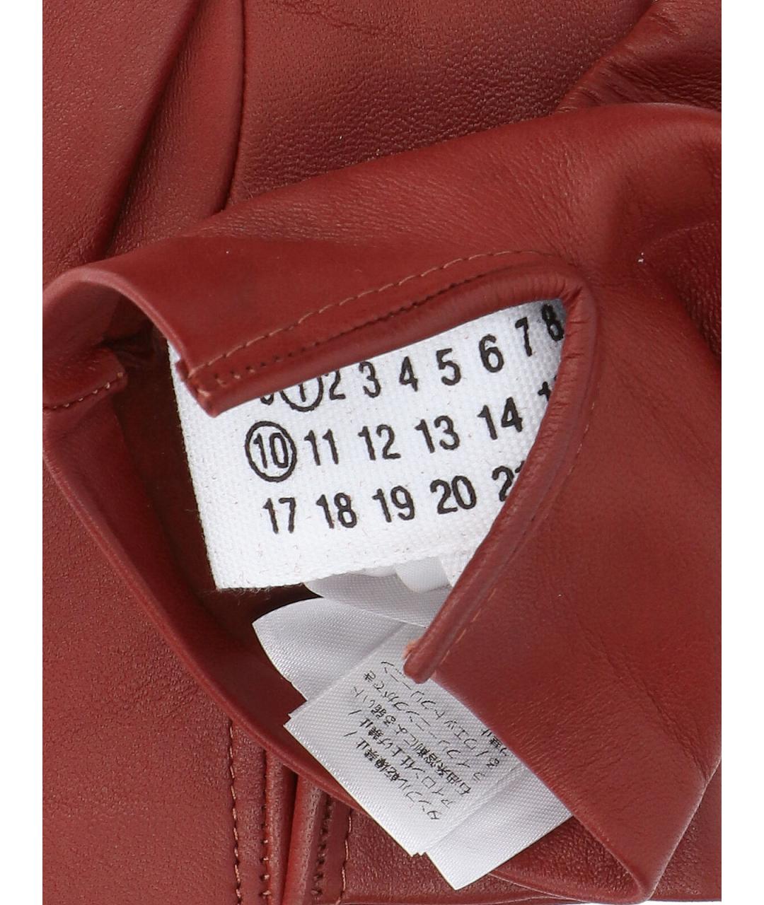 MAISON MARGIELA Красные кожаные перчатки, фото 3