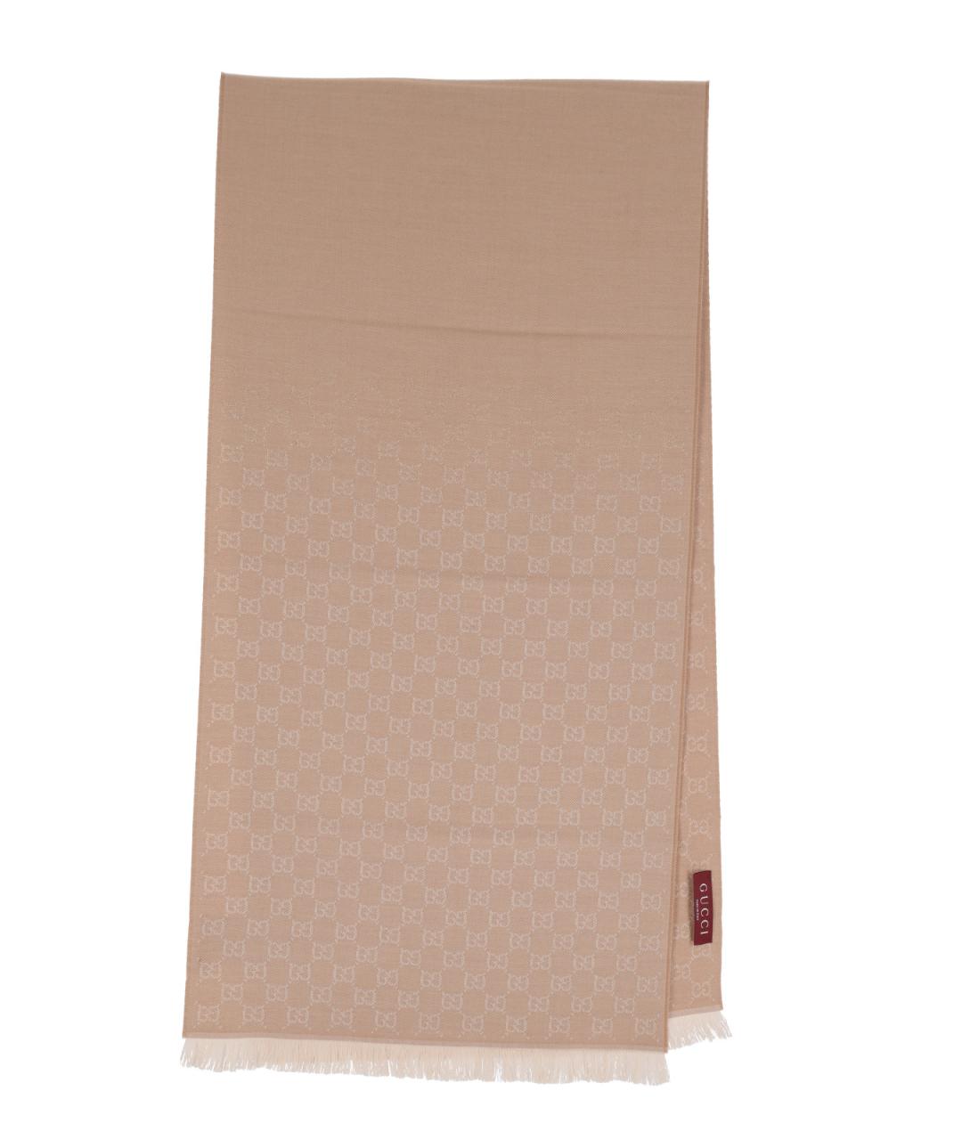 GUCCI Бежевый шерстяной шарф, фото 1