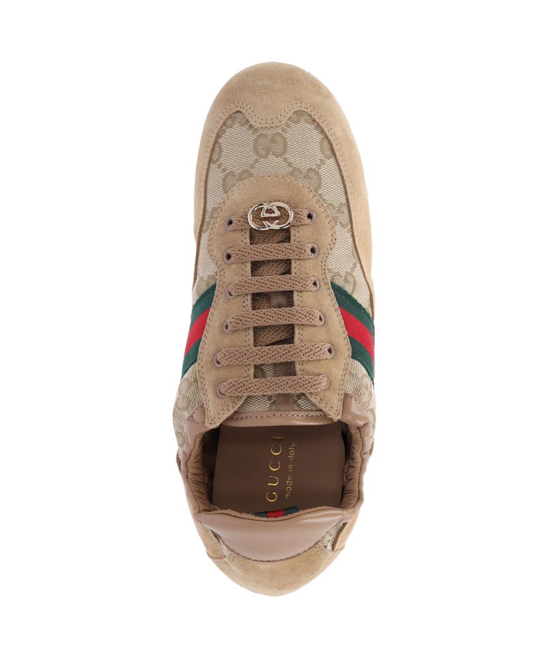 GUCCI Бежевые замшевые кроссовки, фото 5