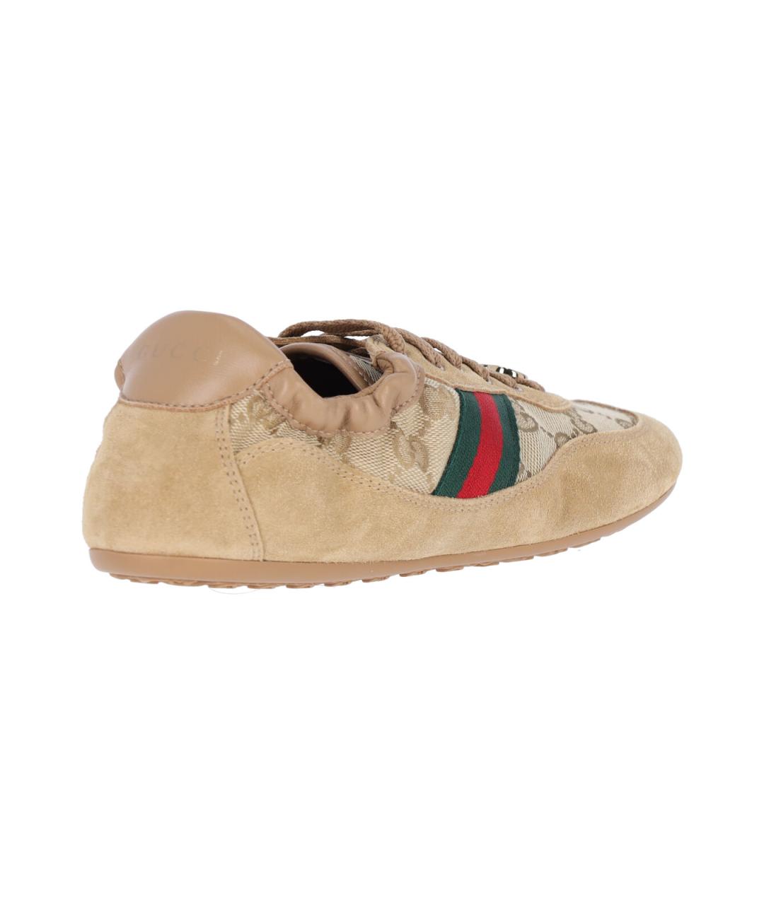 GUCCI Бежевые замшевые кроссовки, фото 4