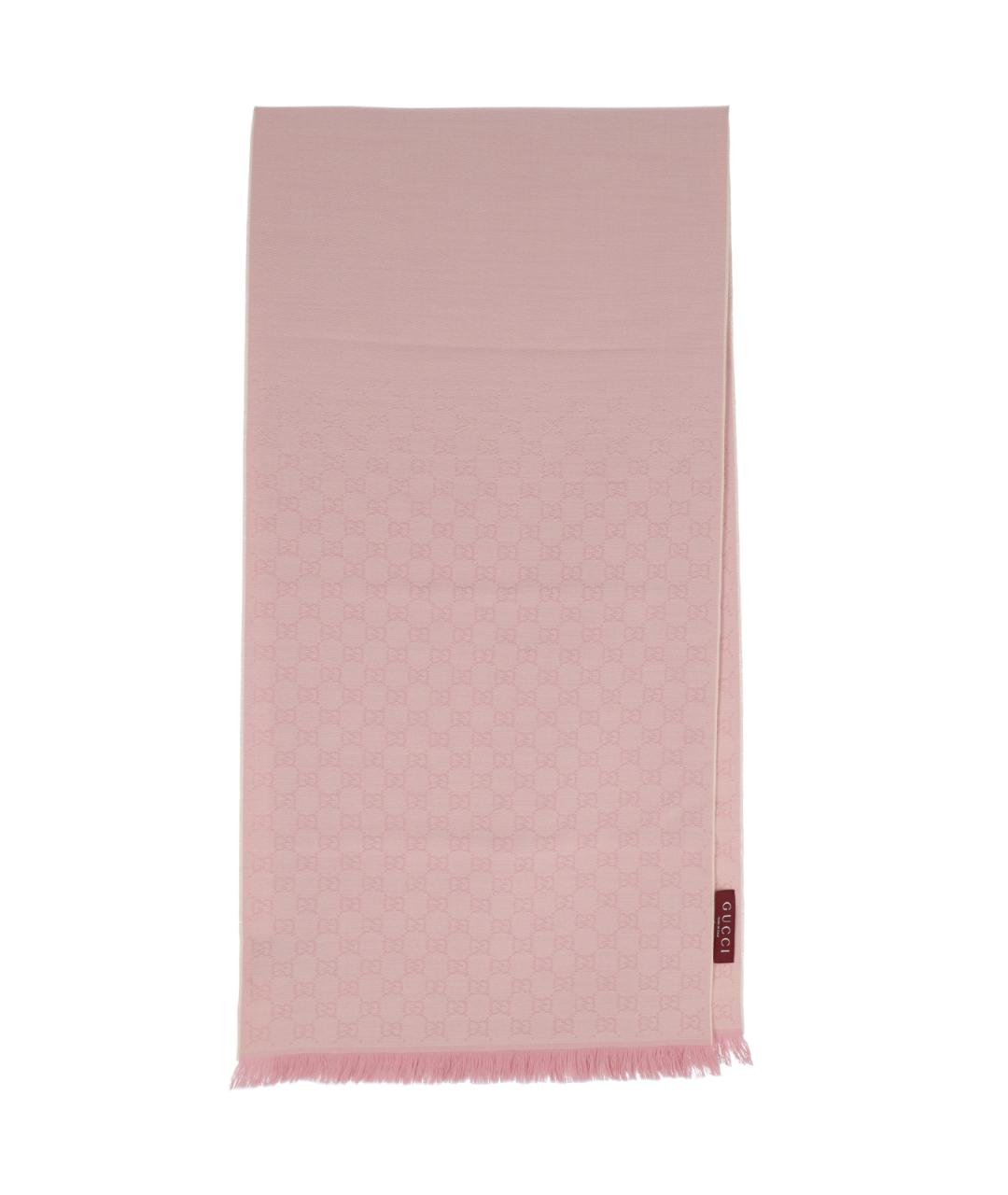 GUCCI Розовый шерстяной шарф, фото 1