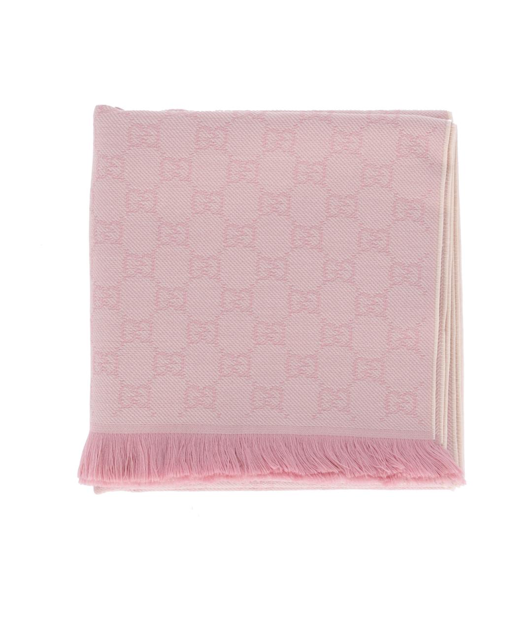 GUCCI Розовый шерстяной шарф, фото 2