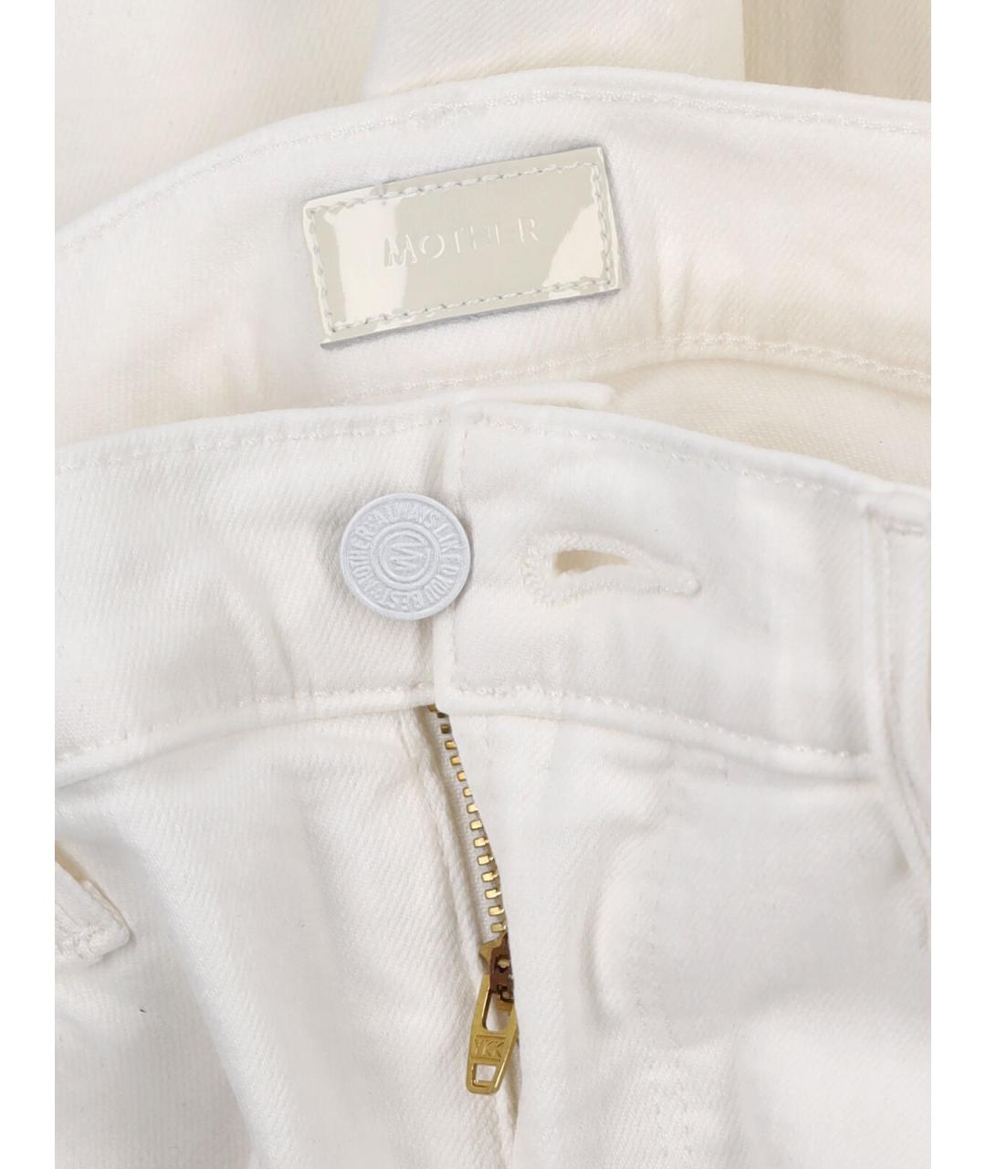 MOTHER Белые хлопковые прямые джинсы, фото 4