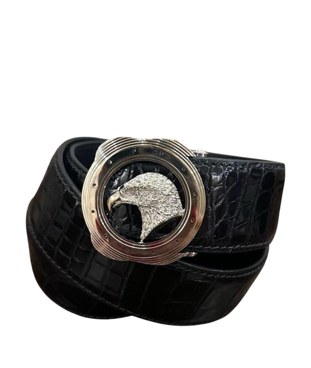 STEFANO RICCI Черный ремень из экзотической кожи, фото 1