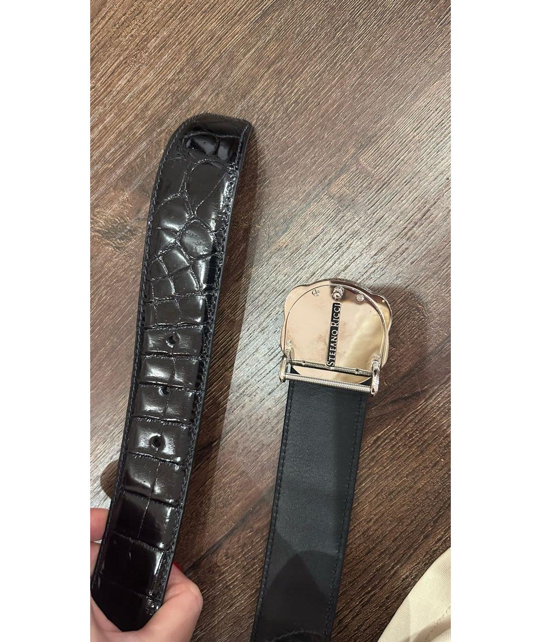 STEFANO RICCI Черный ремень из экзотической кожи, фото 4