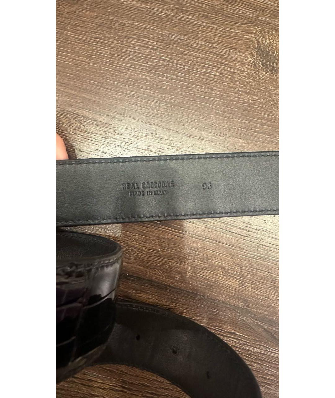 STEFANO RICCI Черный ремень из экзотической кожи, фото 3
