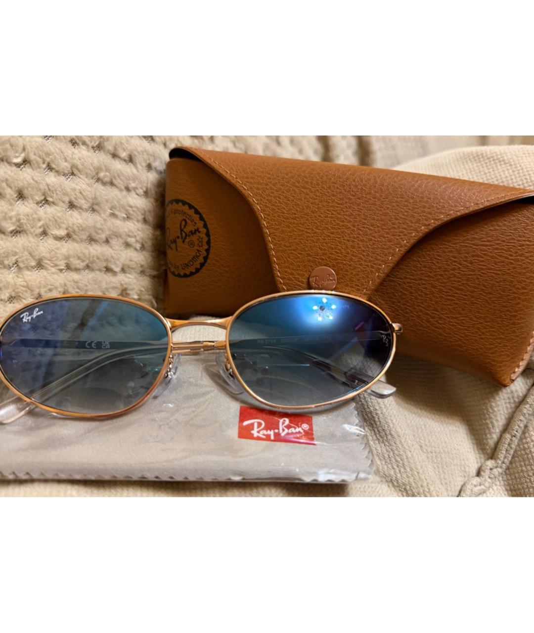 RAY BAN Коричневые металлические солнцезащитные очки, фото 3