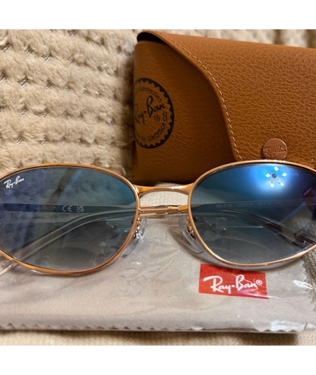 RAY BAN Коричневые металлические солнцезащитные очки, фото 2