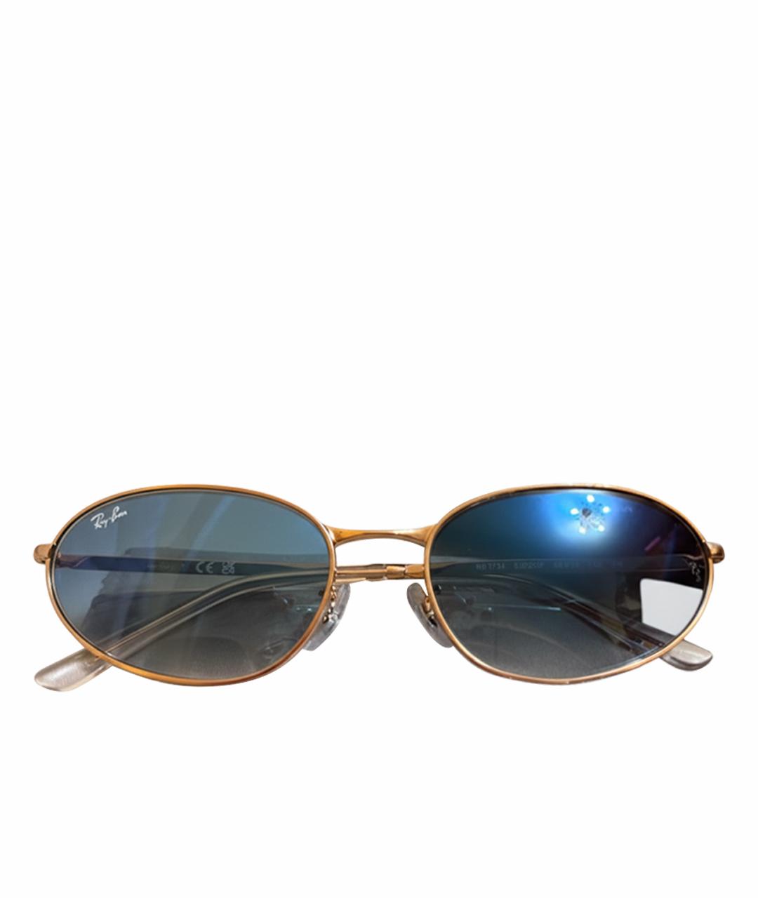 RAY BAN Коричневые металлические солнцезащитные очки, фото 1