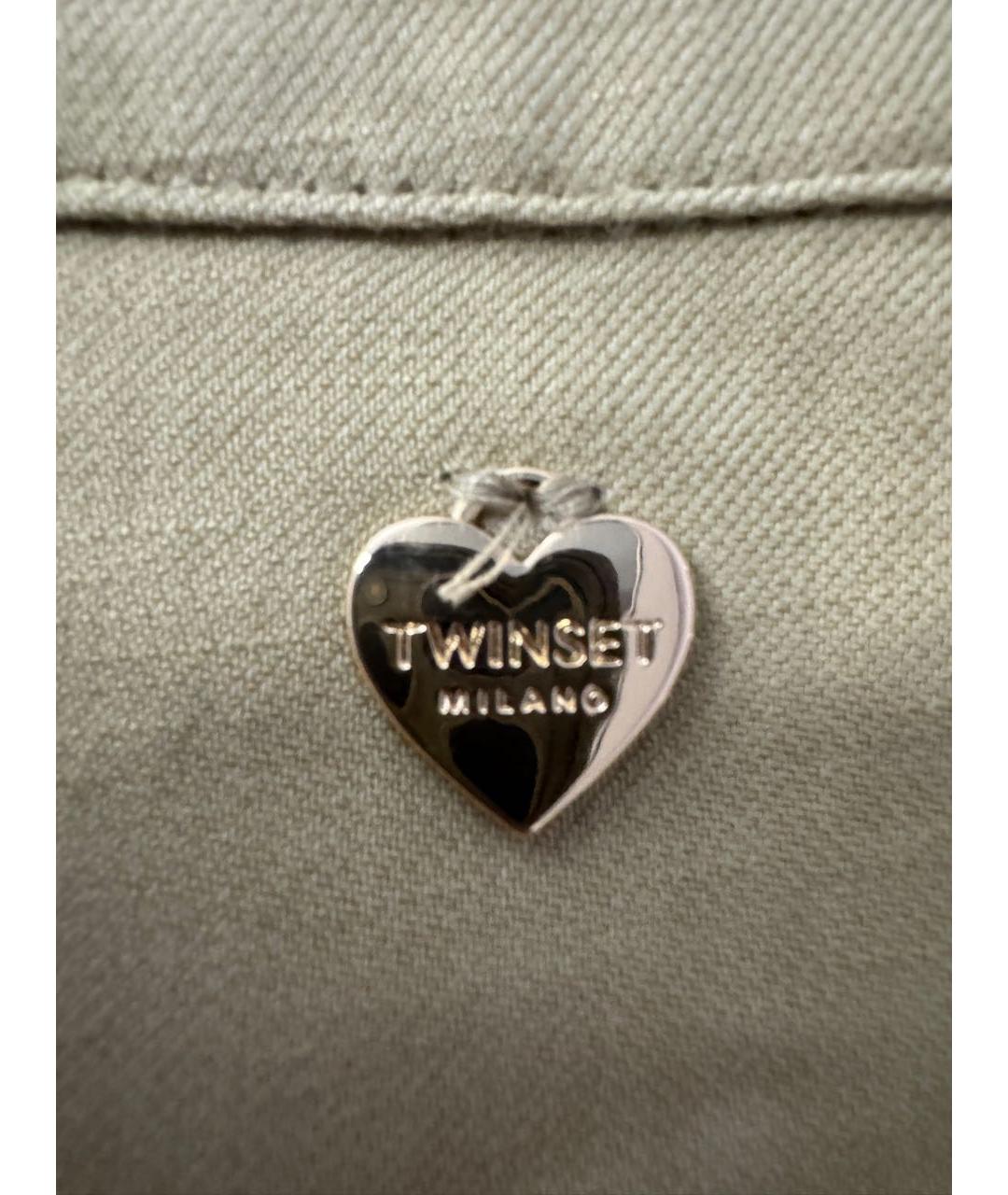 TWIN-SET Хаки хлопковое повседневное платье, фото 5