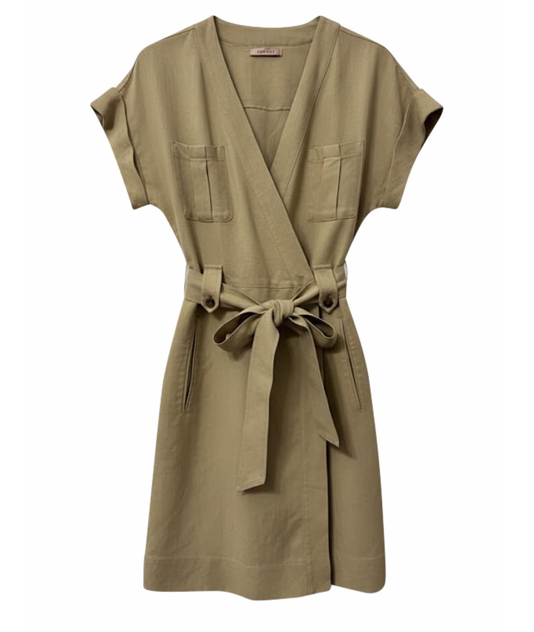 TWIN-SET Хаки хлопковое повседневное платье, фото 1