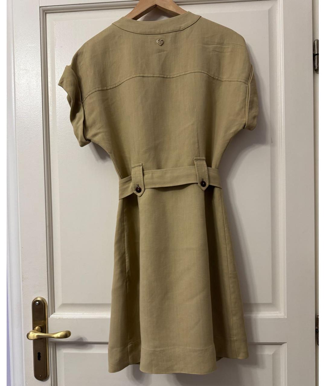 TWIN-SET Хаки хлопковое повседневное платье, фото 2